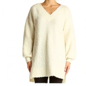 Pilcro Textured Bouclé Knit V-Neck Sweater Cream Women’s Medium